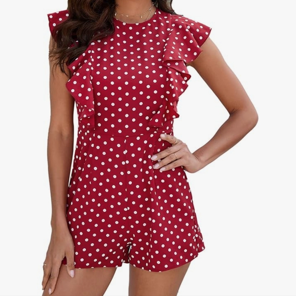 NWT Wdirara romper,sz medium, red/white